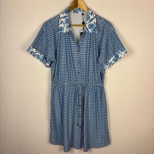 Cabana Life UPF 50+ Blue Charleston Button-Up Shirt Dress